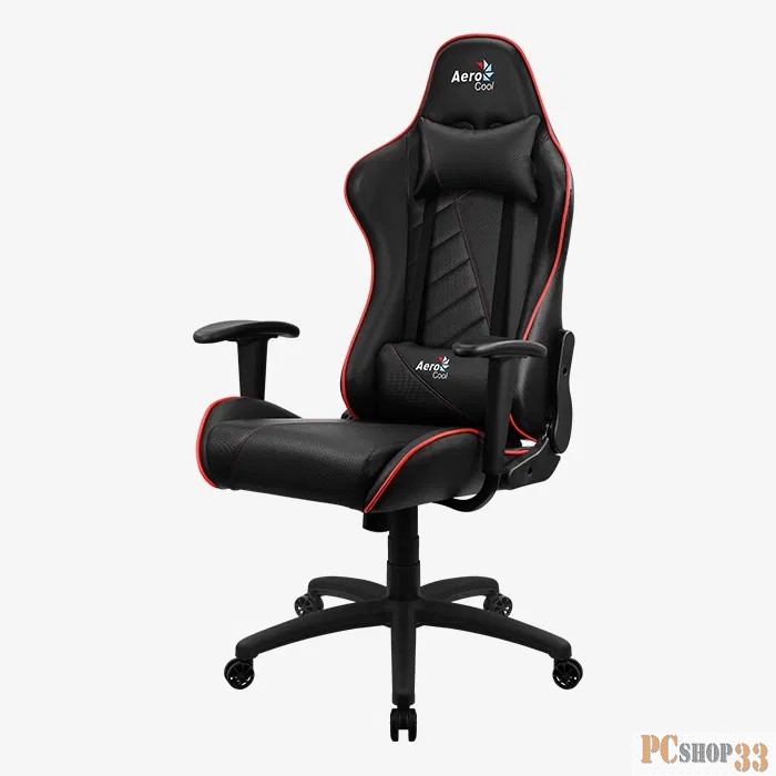 Кресло для геймера Aerocool AC110 AIR Black Red , черно-красное, до 150 кг, ШxДxВ : 69x70x121-131см, газлифт класс 4 до 100 мм, механизм