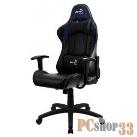 Кресло для геймера Aerocool AC100 AIR All Black Blue , черно-синее, до 150 кг, ШxДxВ : 69x70x121-131см, газлифт класс 3 до 100 мм, механизм