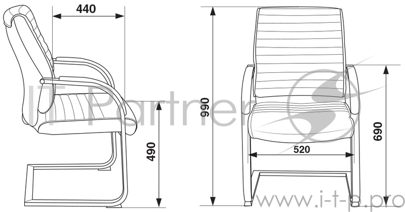 Кресло Бюрократ T-8010-LOW-V/IVORY на полозьях слоновая кость искусственная кожа