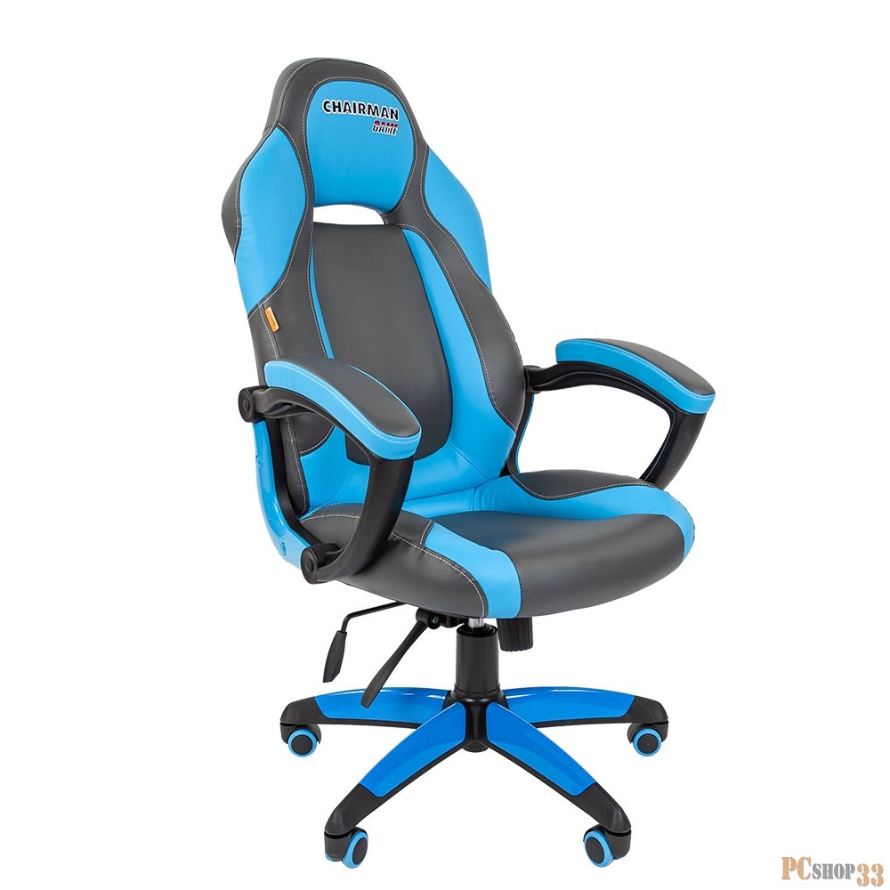 Офисное кресло Chairman game 20 Россия экопремиум серый/голубой н.м. (7025817)