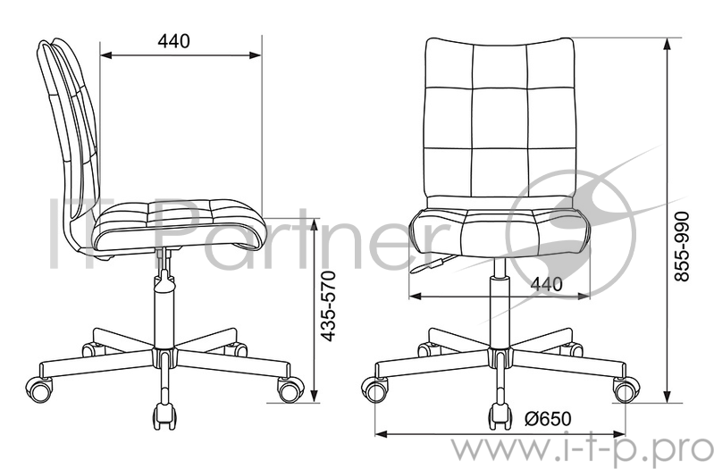 Кресло Бюрократ CH-330M/LT-28 без подлокотников серый крестовина металл