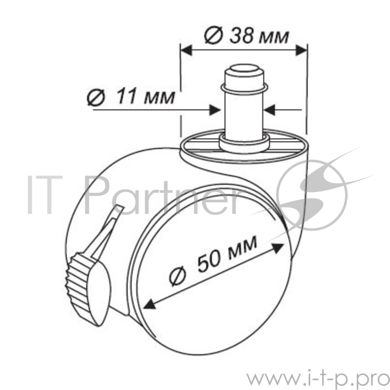 Набор колес Бюрократ BlockCastorSet3850/PU черный для паркета/ламината 11мм