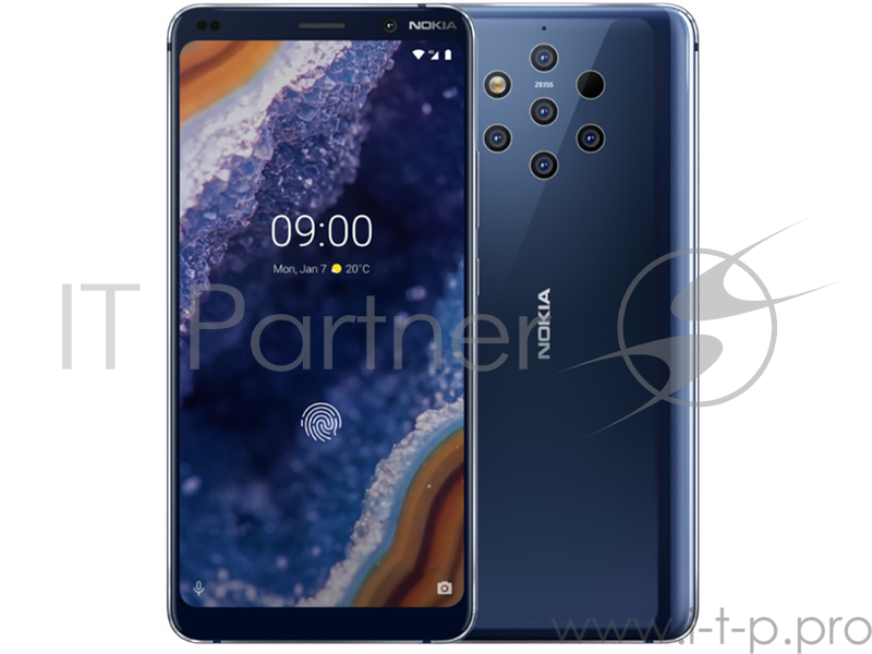 Смартфон Nokia NOKIA 9 PUREVIEW DS TA-1087 Blue, 5.99'' 18:9 1440x2880, 4X, 8 Core, 6GB RAM, 128GB, 5 камер x 12Mpix/20Mpix, 2 Sim, 2G, 3G, LTE, BT v5.0, WiFi 802.11 a/b/g/n/ac, NFC, GPS, Type-C, 3320mAh, Android 9 Pie, 172g, 155x75x8, IP67
