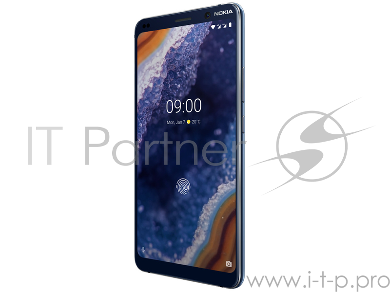 Смартфон Nokia NOKIA 9 PUREVIEW DS TA-1087 Blue, 5.99'' 18:9 1440x2880, 4X, 8 Core, 6GB RAM, 128GB, 5 камер x 12Mpix/20Mpix, 2 Sim, 2G, 3G, LTE, BT v5.0, WiFi 802.11 a/b/g/n/ac, NFC, GPS, Type-C, 3320mAh, Android 9 Pie, 172g, 155x75x8, IP67
