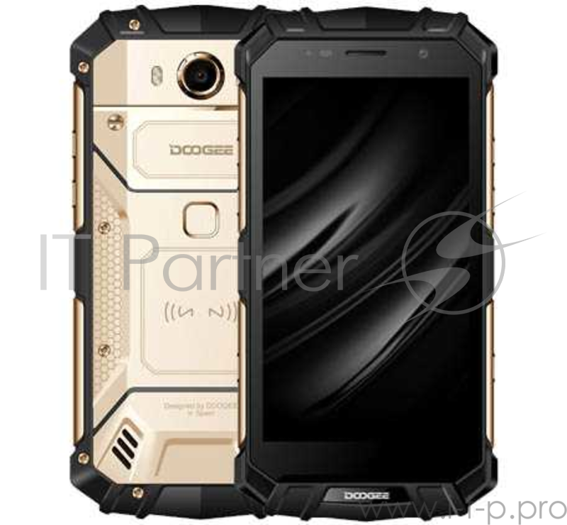Смартфон Doogee Doogee S60 Sunset Gold, 5.2'' 1920x1080, 2.6GHz, 8 Core, 6GB RAM, 64GB, up to 128GB flash, 21Mpix/8Mpix, 2 Sim, 2G, 3G, LTE, BT, Wi-Fi, NFC, GPS, Micro-USB, 5580mAh, Android 7.0, 164x81x15.5, IP68, технология беcпроводной зарядки