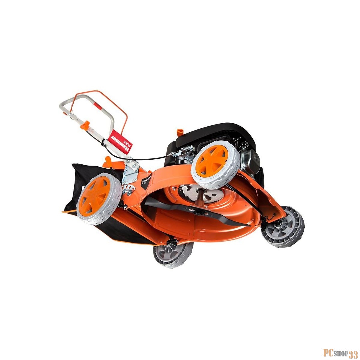 Газонокосилка Hammer Flex KMT100B Газонокосилка бензо 501168 { 98см3 шир.40см выс.25-65мм травос.45л мульч. }