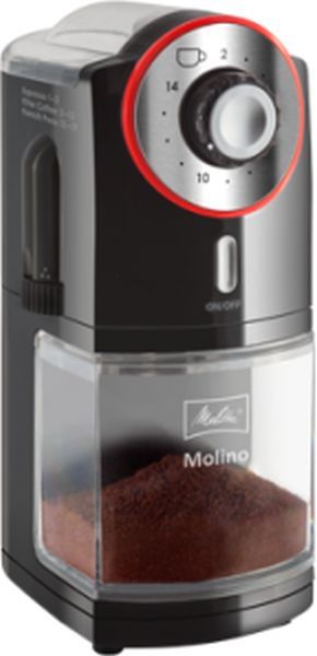 Кофемолка Melitta Molino 100Вт сист.помол.:ротац.нож вместим.:200гр черный/красный