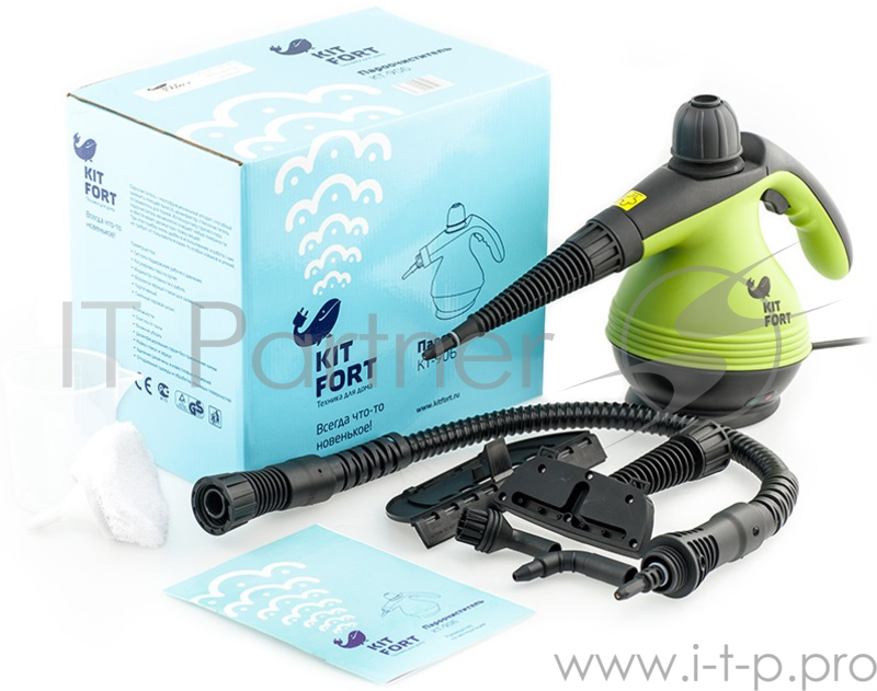 Пароочиститель ручной Kitfort КТ-906 1200Вт зеленый