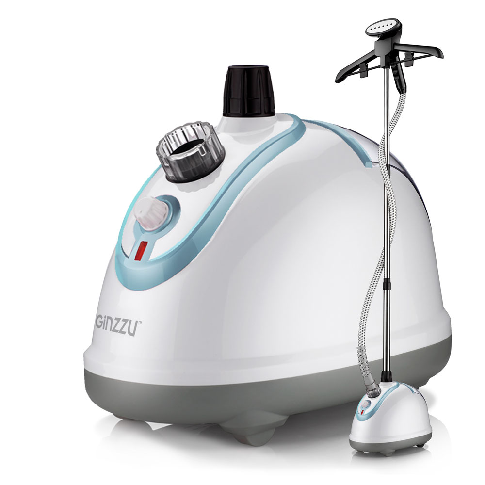 Отпариватель Ginzzu HG-107, напольный, 1800Вт, бак 1.5л, белый/сиреневый