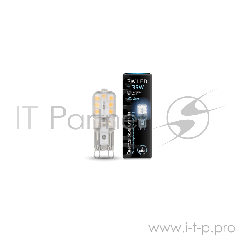 Лампа светодиодная GAUSS 107409203 LED G9 AC220-240V 3W 4100K пластик