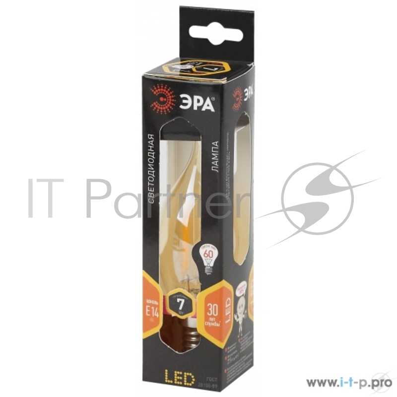 ЭРА Б0027965 Светодиодная лампа свеча на ветру золотая F-LED BXS-7w-827-E14 gold