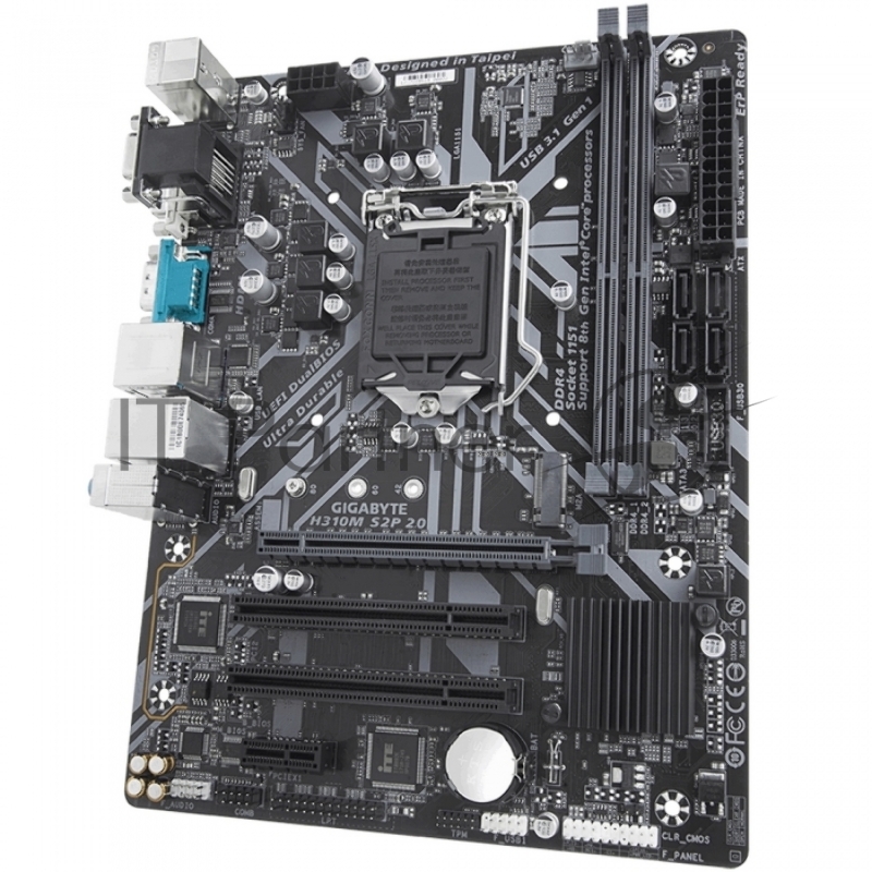 Материнская плата Gigabyte H310M S2P 2.0 Soc-1151v2 Intel H310C 2xDDR4 mATX AC`97 8ch(7.1) GbLAN+VGA+DVI+HDMI