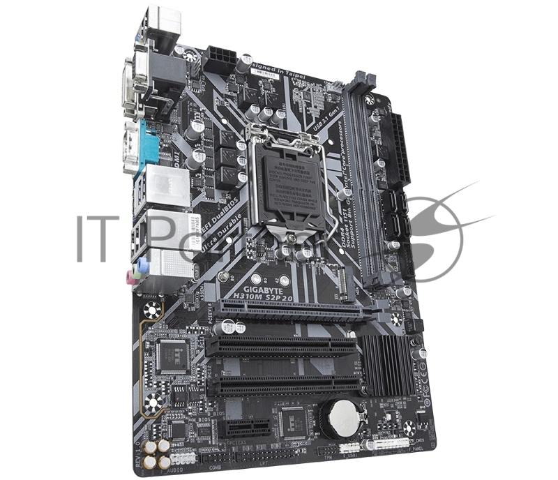 Материнская плата Gigabyte H310M S2P 2.0 Soc-1151v2 Intel H310C 2xDDR4 mATX AC`97 8ch(7.1) GbLAN+VGA+DVI+HDMI