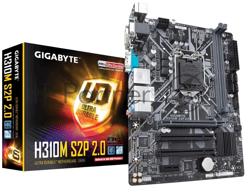 Материнская плата Gigabyte H310M S2P 2.0 Soc-1151v2 Intel H310C 2xDDR4 mATX AC`97 8ch(7.1) GbLAN+VGA+DVI+HDMI