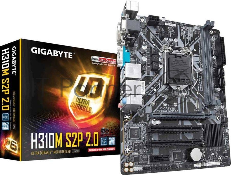Материнская плата Gigabyte H310M S2P 2.0 Soc-1151v2 Intel H310C 2xDDR4 mATX AC`97 8ch(7.1) GbLAN+VGA+DVI+HDMI