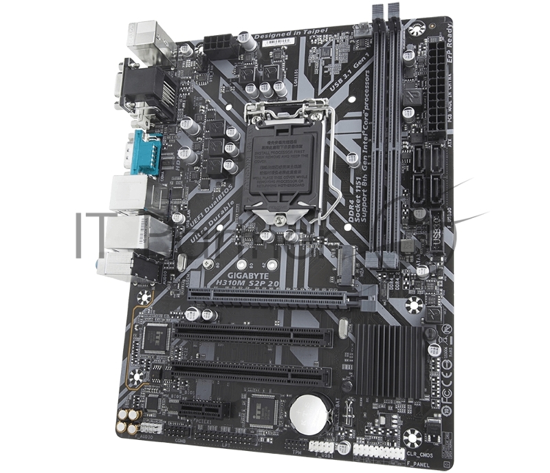 Материнская плата Gigabyte H310M S2P 2.0 Soc-1151v2 Intel H310C 2xDDR4 mATX AC`97 8ch(7.1) GbLAN+VGA+DVI+HDMI