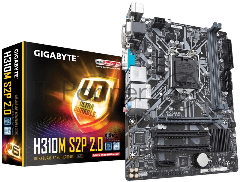 Материнская плата Gigabyte H310M S2P 2.0 Soc-1151v2 Intel H310C 2xDDR4 mATX AC`97 8ch(7.1) GbLAN+VGA+DVI+HDMI