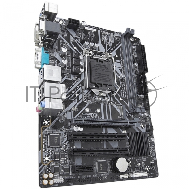 Материнская плата Gigabyte H310M S2P 2.0 Soc-1151v2 Intel H310C 2xDDR4 mATX AC`97 8ch(7.1) GbLAN+VGA+DVI+HDMI