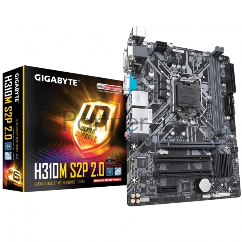 Материнская плата Gigabyte H310M S2P 2.0 Soc-1151v2 Intel H310C 2xDDR4 mATX AC`97 8ch(7.1) GbLAN+VGA+DVI+HDMI