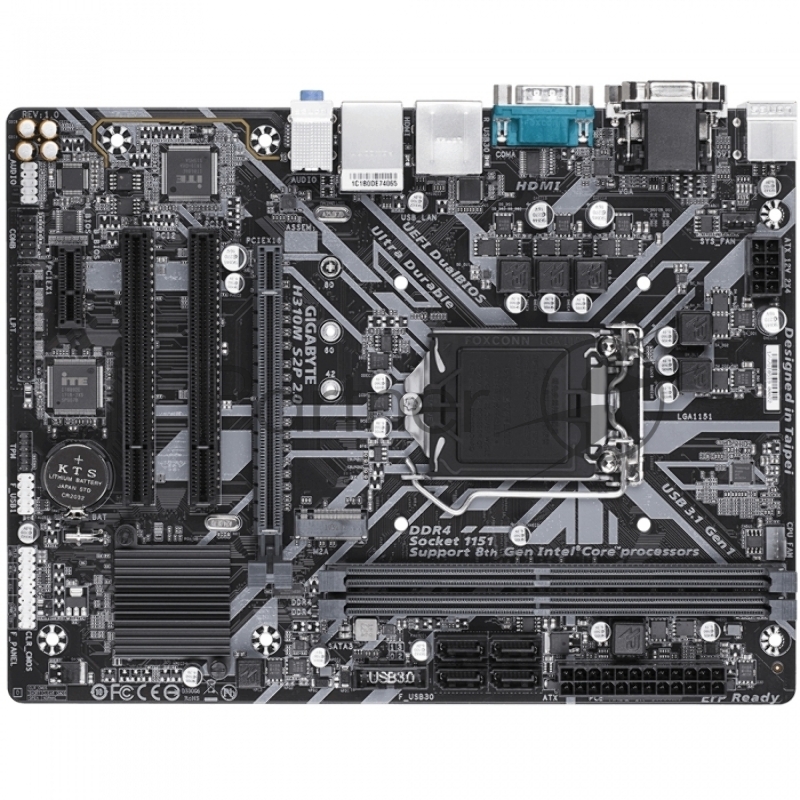 Материнская плата Gigabyte H310M S2P 2.0 Soc-1151v2 Intel H310C 2xDDR4 mATX AC`97 8ch(7.1) GbLAN+VGA+DVI+HDMI