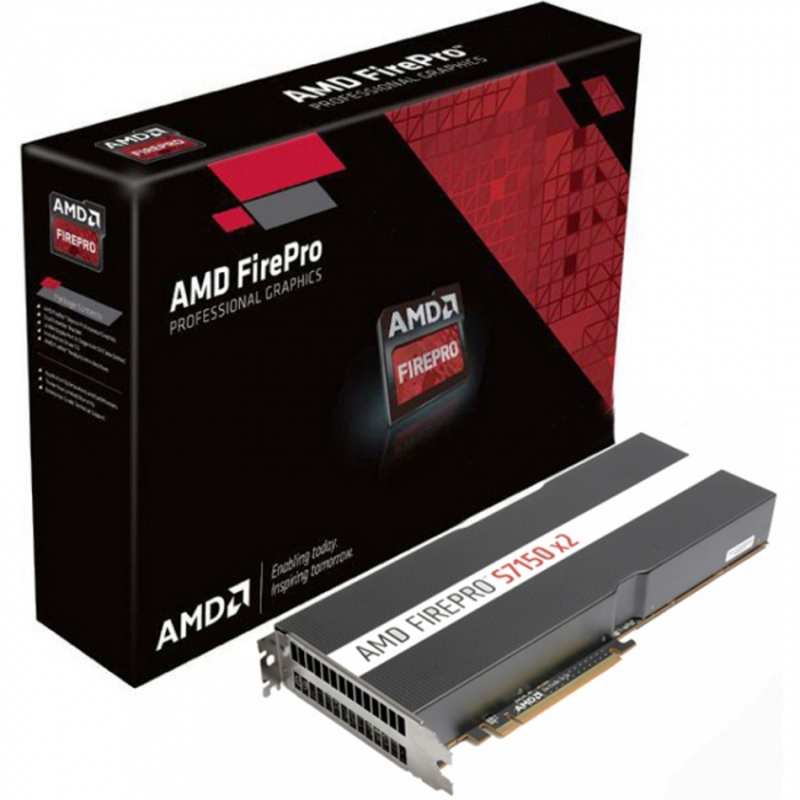 100-505722 FirePro S7150x2 16GB GDDR5, PCIe 3.0 Standard Airflow Brown Box