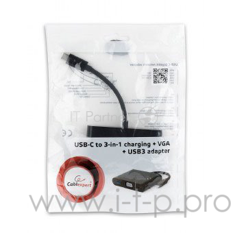 Переходник Cablexpert Переходник USB Type-C/VGA + USB3 + подзарядка USB-C, 15см (A-CM-VGA3in1-01)