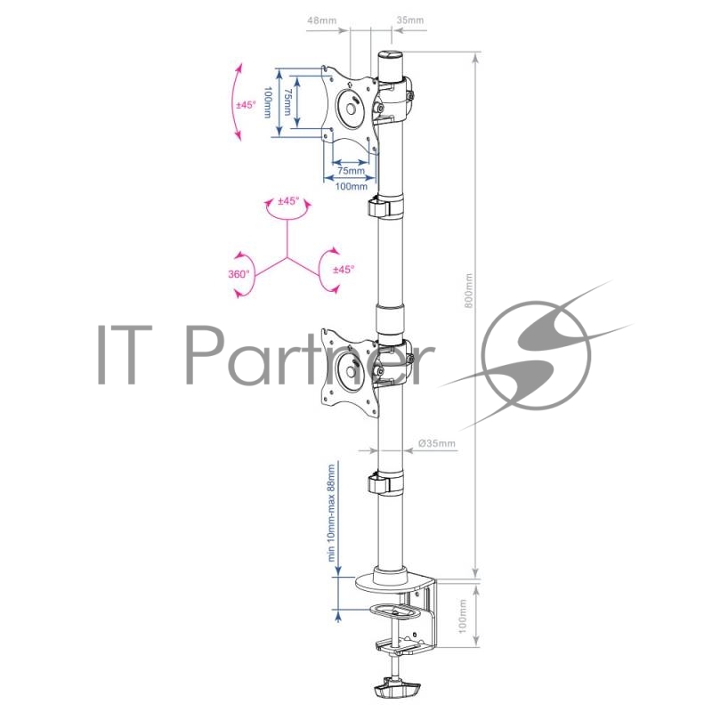 Кронштейн для мониторов Arm Media LCD-T43 черный 15