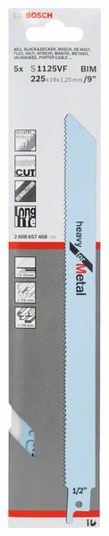 Полотно для сабельной пилы BOSCH S 1125 VF (2.608.657.408) металл, 5шт.
