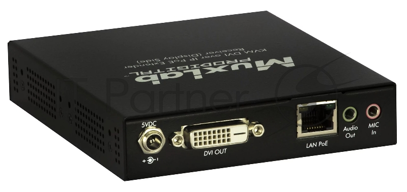 Приемник-декодер DVI, USB2.0 и KVM over IP, сжатие JPEG2000, с PoE MuxLab 500771-RX