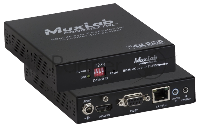 Передатчик-энкодер 4K Over IP, сжатие JPEG2000, с PoE, с функцией видеостены MuxLab 500759-TX