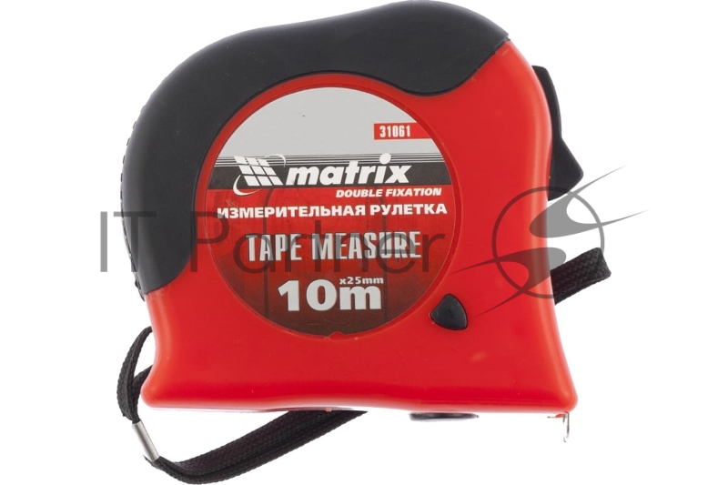 Рулетка MATRIX 31061 double fixation 10мх25мм обрезиненный корпус двойная плавная фиксация