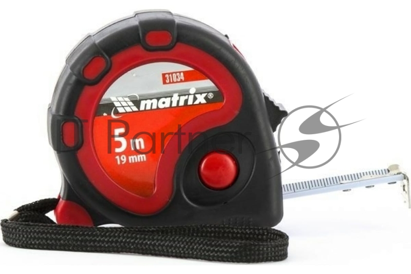 Рулетка MATRIX 31034 status 3 fixations 5мх19мм двухкомпонентный корпус 3 фиксации ленты