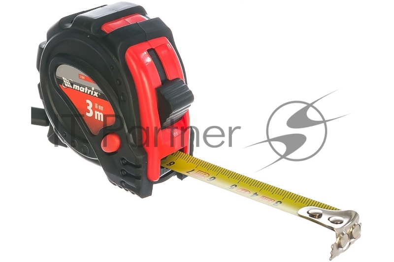 Рулетка MATRIX 31004 status magnet 3 fixations 3мх16мм обрезиненный корпус зацеп с магнитом
