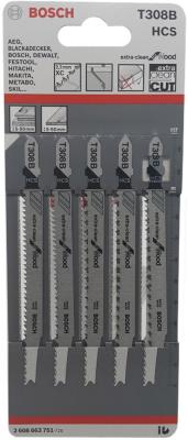 Bosch Bosch 2608663751 5 ЛОБЗИКОВЫХ ПИЛОК Т 308 В, HCS