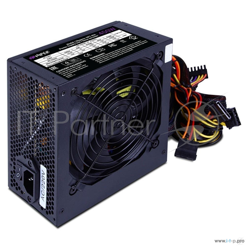 Блок питания HIPER HPT-450 (ATX 2.31, 450W, Passive PFC, 120mm fan, power cord, черный) OEM