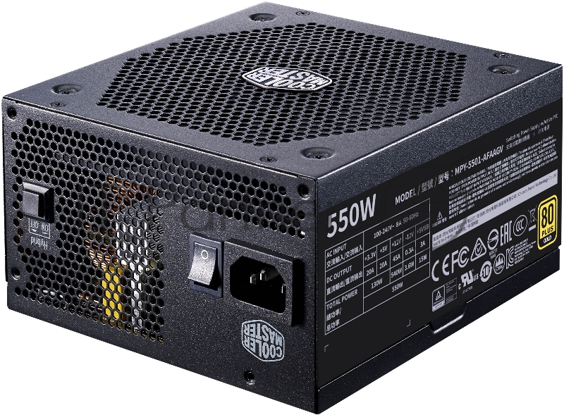 Блок питания 550W Power Supply Cooler Master V550 Gold, 550W, ATX, 140mm, 8xSATA, 2xPCI-E(6+2), APFC, 80+ Gold