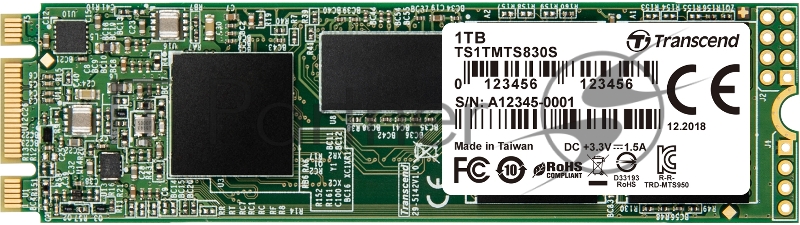Твердотельный накопитель Transcend 1TB M.2 SSD MTS 830 series (22x80mm) R/W: 560/520