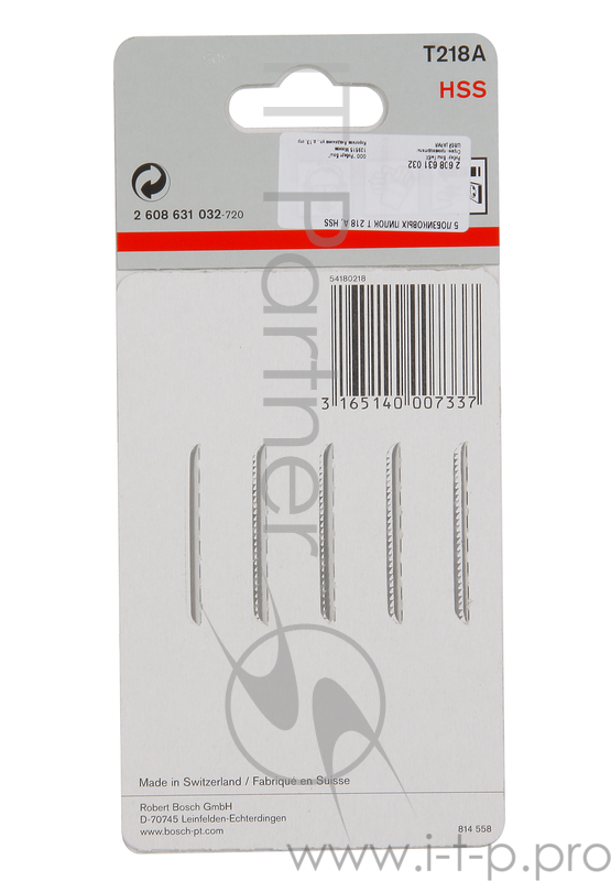 Bosch Bosch 2608631032 5 ЛОБЗИКОВЫХ ПИЛОК T 218 А, HSS