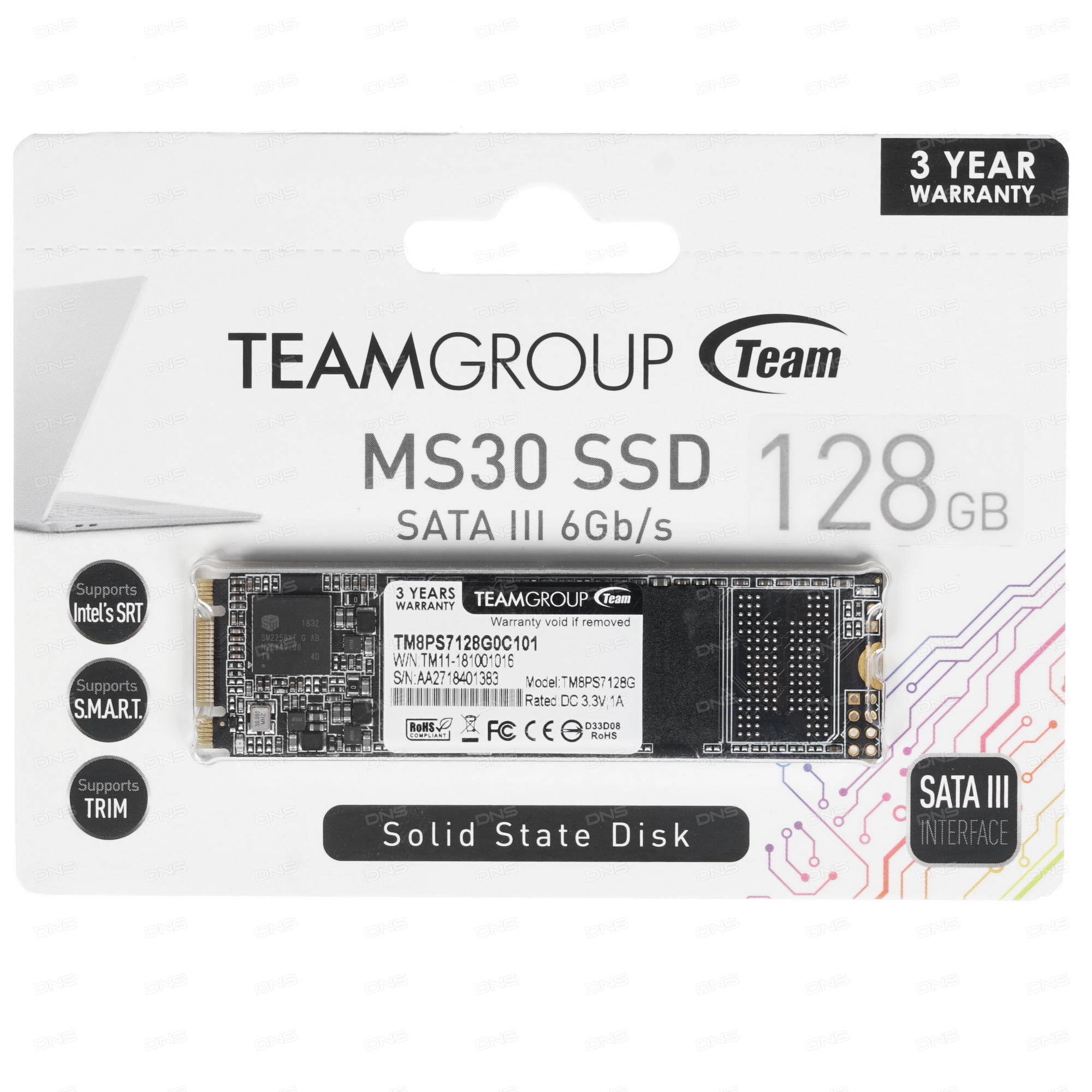 SSD жесткий диск M.2 2280 128GB TM8PS7128G0C101 TEAMGROUP