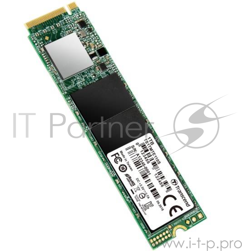 Твердотельный диск 1TB Transcend MTE110S, 3D TLC NAND, M.2 2280,PCIe Gen3x4, DRAM-less