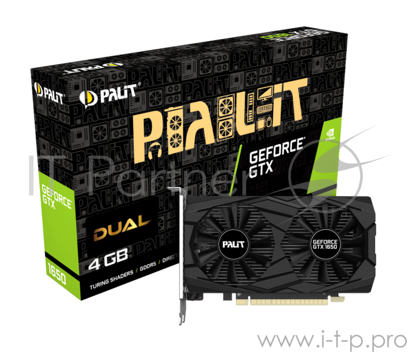 Видеокарта Palit PCI-E PA-GTX1650 DUAL 4G nVidia GeForce GTX 1650 4096Mb 128bit GDDR5 1485/8000/HDMIx1/DPx2/HDCP Ret