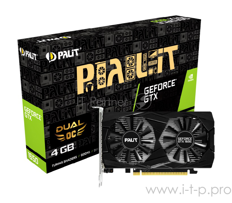 Видеокарта Palit PCI-E PA-GTX1650 DUAL OC 4G nVidia GeForce GTX 1650 4096Mb 128bit GDDR5 1485/8000/HDMIx1/DPx2/HDCP Ret