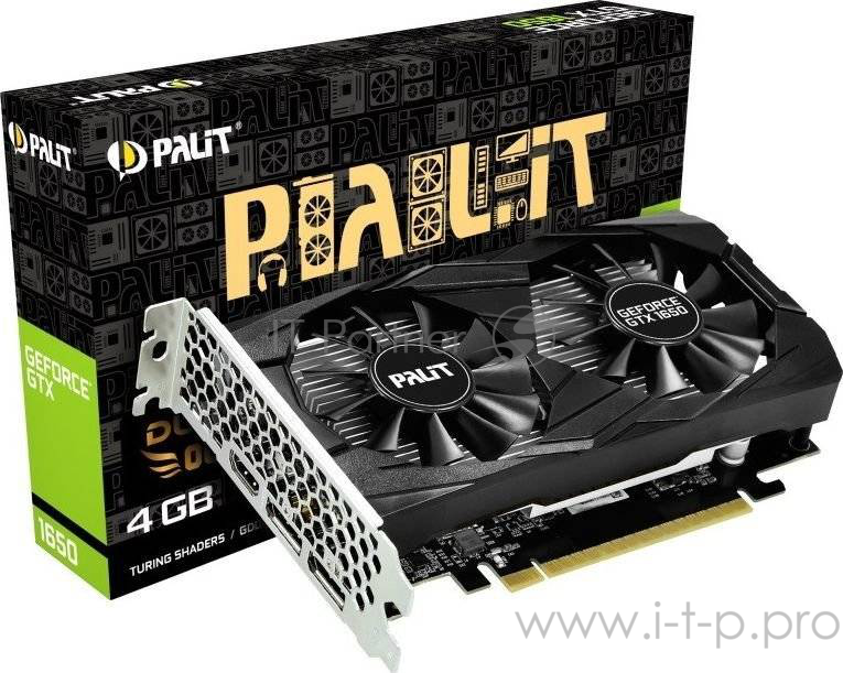 Видеокарта Palit PCI-E PA-GTX1650 DUAL OC 4G nVidia GeForce GTX 1650 4096Mb 128bit GDDR5 1485/8000/HDMIx1/DPx2/HDCP Ret