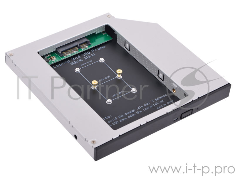 Адаптер оптибей Espada MS12 (optibay, hdd caddy) mSATA SSD to miniSATA 12,7мм для подключения SSD к ноутбуку вместо DVD