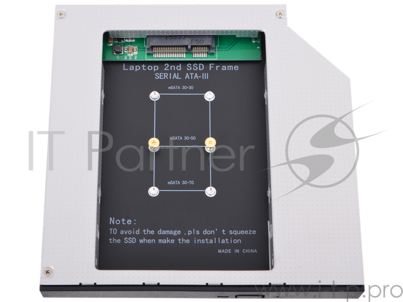 Адаптер оптибей Espada MS12 (optibay, hdd caddy) mSATA SSD to miniSATA 12,7мм для подключения SSD к ноутбуку вместо DVD