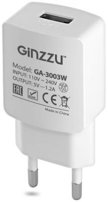 Аксессуар GINZZU GA-3003W, СЗУ 5В/1200mA, USB, белый