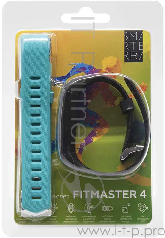 Фитнес-браслет Smarterra FitMaster 4 (черный + зеленый)