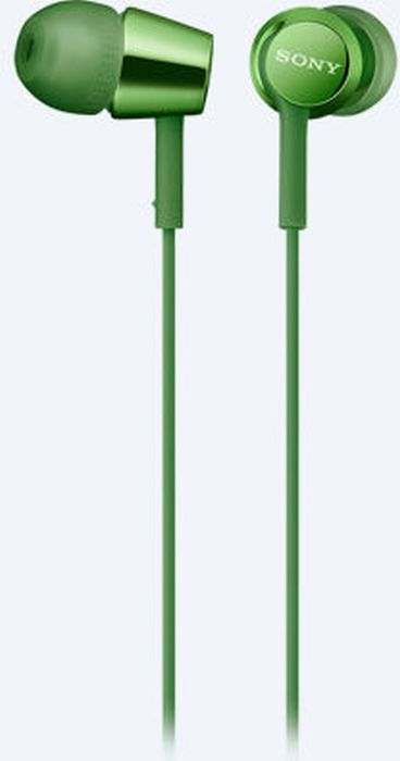 Гарнитура вкладыши Sony MDREX155APG.E 1.2м зеленый проводные (в ушной раковине)
