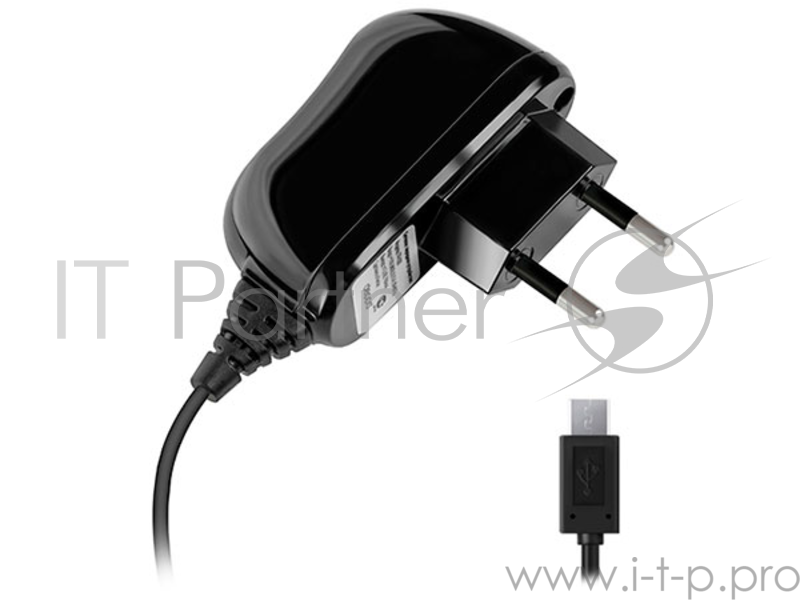 Сетевое зарядное устройство DEPPA 23141, microUSB, 2.1A, черный
