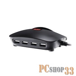 Аксессуар GINZZU GA-3025, СЗУ-подставка 5В/5,0A, 4 USB, LED, черная